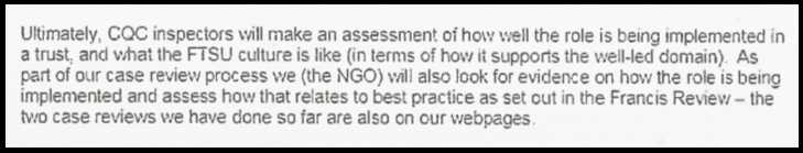 CQC will assess FTSU implementation