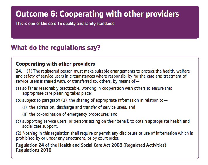 B CQC co op with other providers