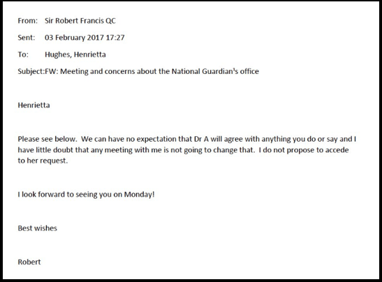 A Robert Francis letter to National Guardian 3.02.2017 about refusal to meet