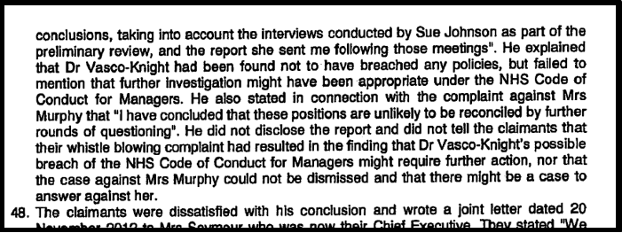 Blog 11 Hildrew misrepresented report to whistleblowers PVK ET judgment