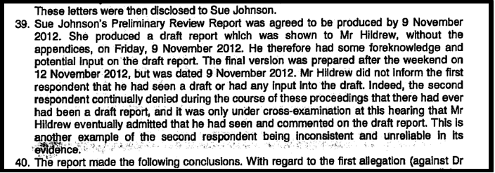 Blog 7 Hildrew lied about draft report PVK ET judgment