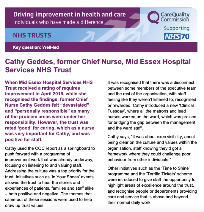 Cathy Geddes excerpt CQC Driving Improvement report