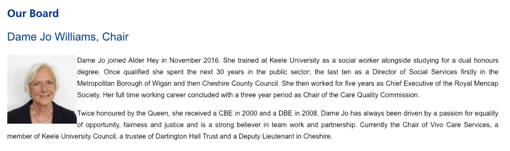 Alder Hey Jo Williams biog