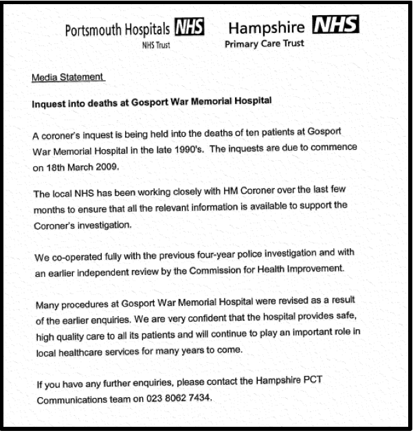 AMedia statement for staff giving evidence