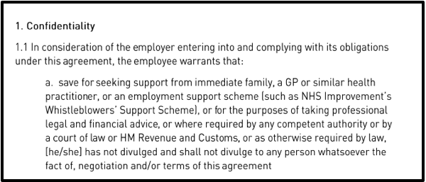 Super gag clause NHS Employers Feb 2019 guidance on settlement agreementsScreenshot 2019-09-27 at 17.22.23