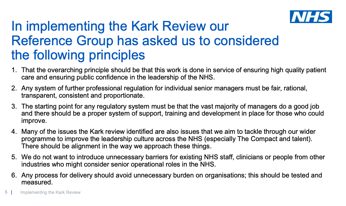 NHSI Kark Reference group principles