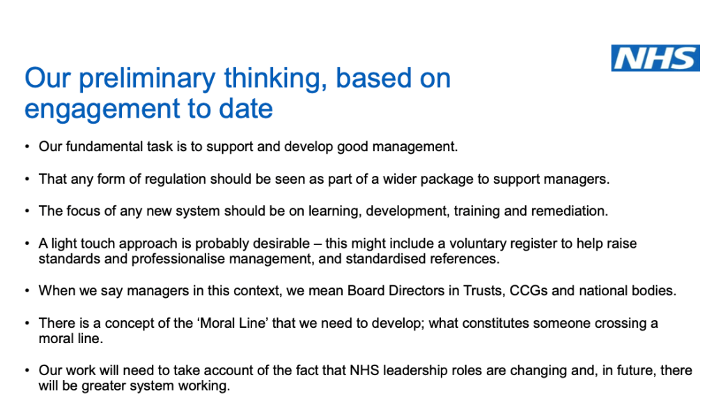 NHSI preliminary thinking on Kark implementation slide 4 oct 2019