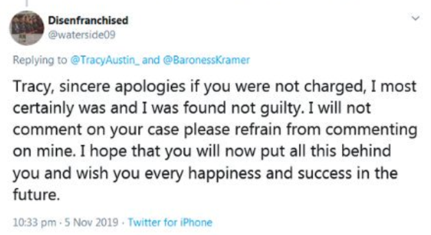 WBUK Georgina Halford Hall partial retraction of theft claim against Tracy Austin