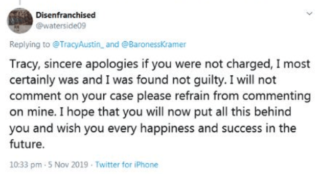 WBUK Georgina Halford Hall partial retraction of theft claim against Tracy Austin