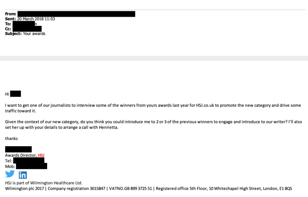 Award journalist interview