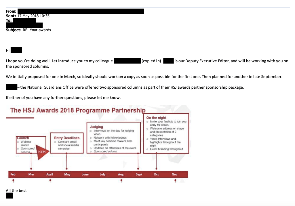Award schedule of publicity build up