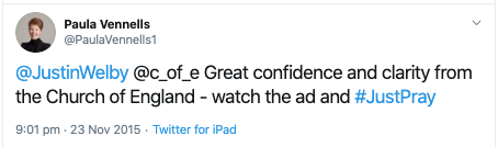 CoE Justin Welby PV twt great confidence and clarity