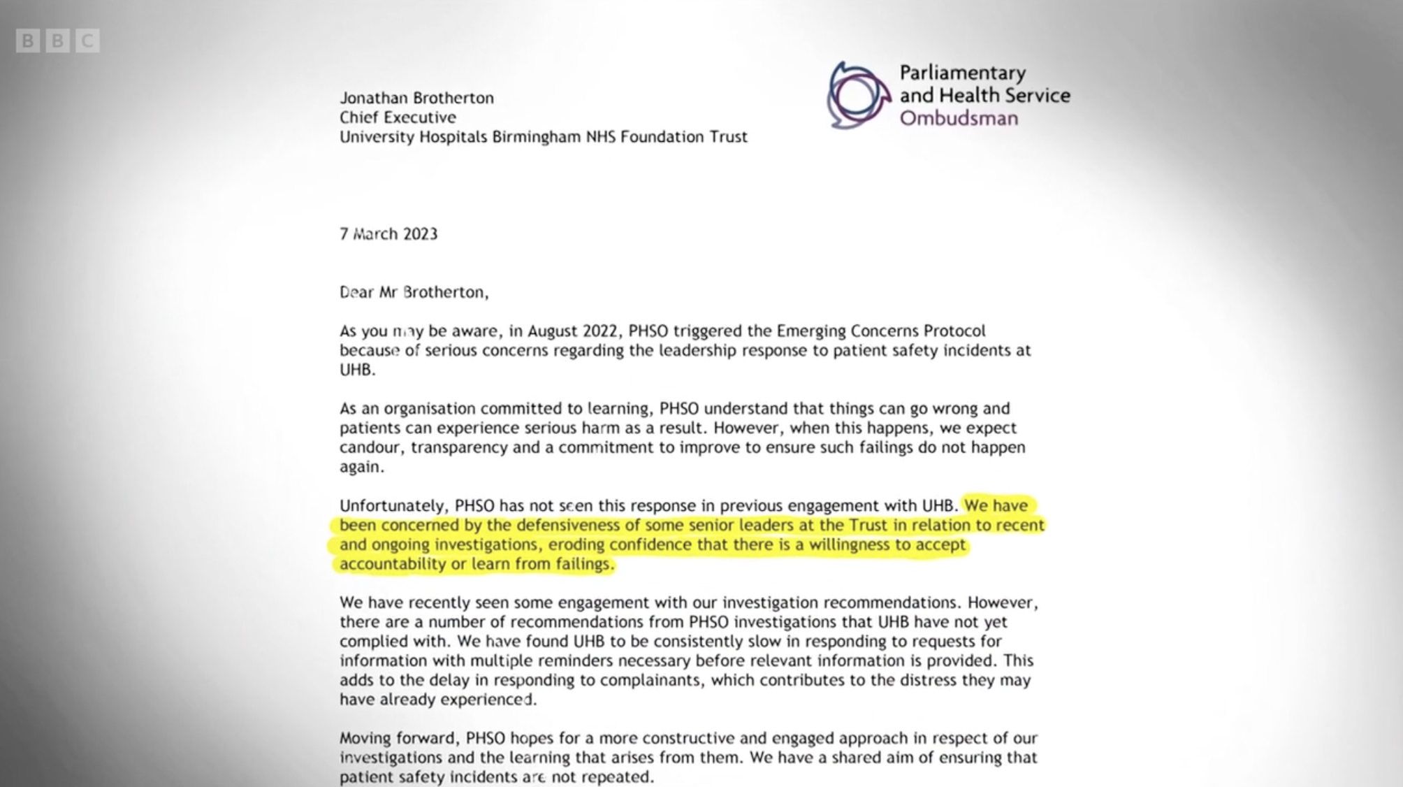 Phso Example Letters PHSO alleges it has been excluded from NHSE/ICB’s reviews on UHB & ICB ...